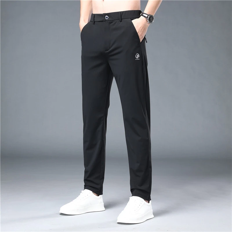 春季新款男士高弹休闲裤时尚百搭冰丝西裤九分裤简约速干直筒裤