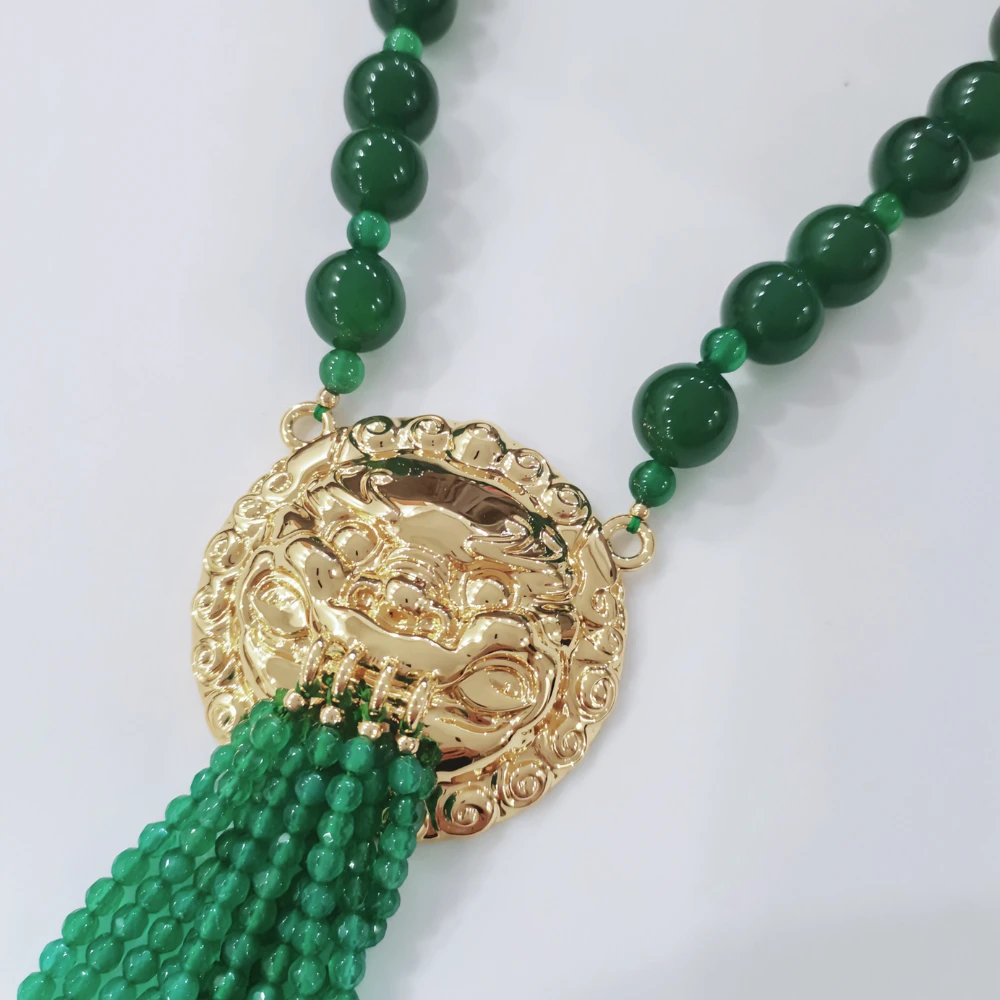 美颂之光 铜合金树脂项链 绿色灵隐寺叩首手工吊坠项链 时尚大气