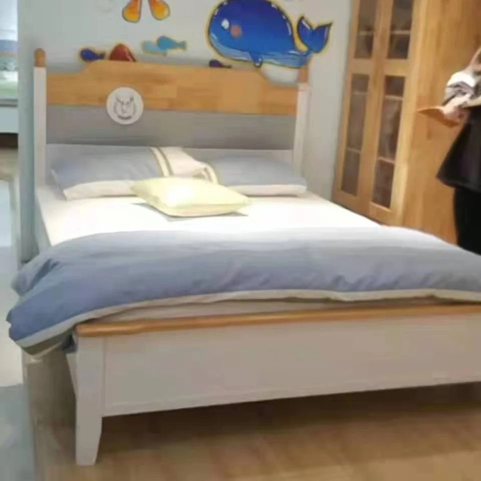 实木儿童床男孩单人床青少年1.5米1.35女孩原木男童床1.2男生床