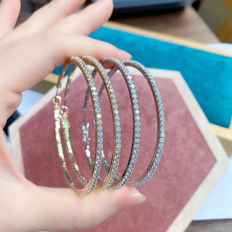 铜合金耳饰 4011欧美风时尚大圆圈金色耳环简约高级感6Cm