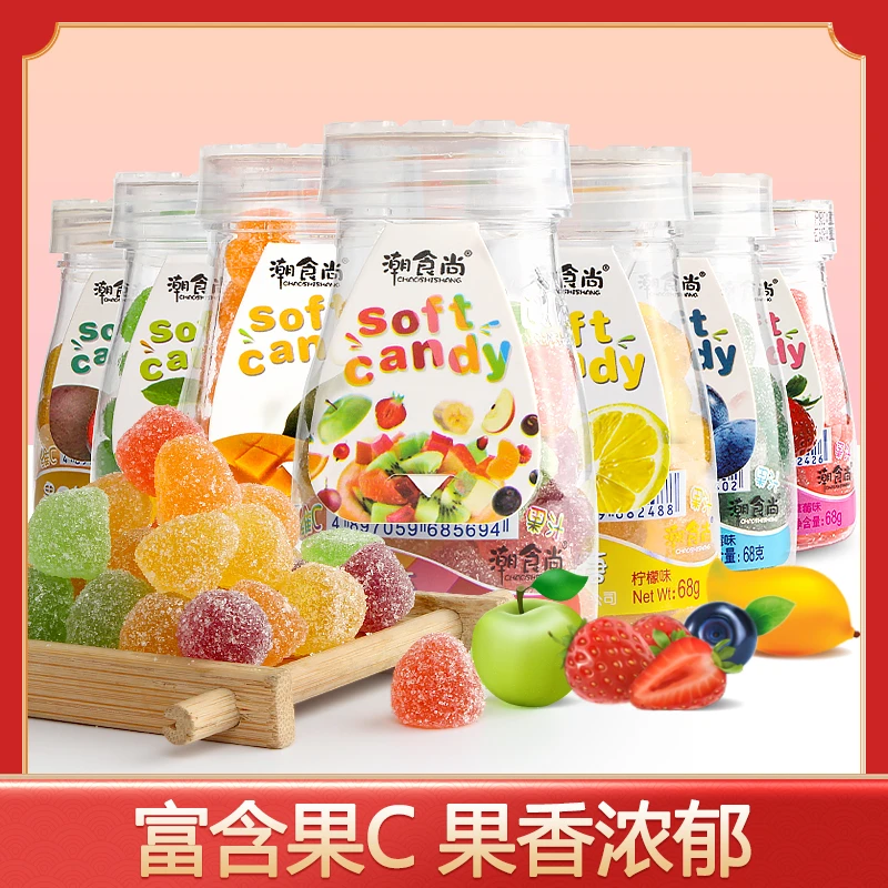 JINJIN/金津 维C果汁软糖QQ糖橡皮糖儿童休闲零食水果味糖果68g