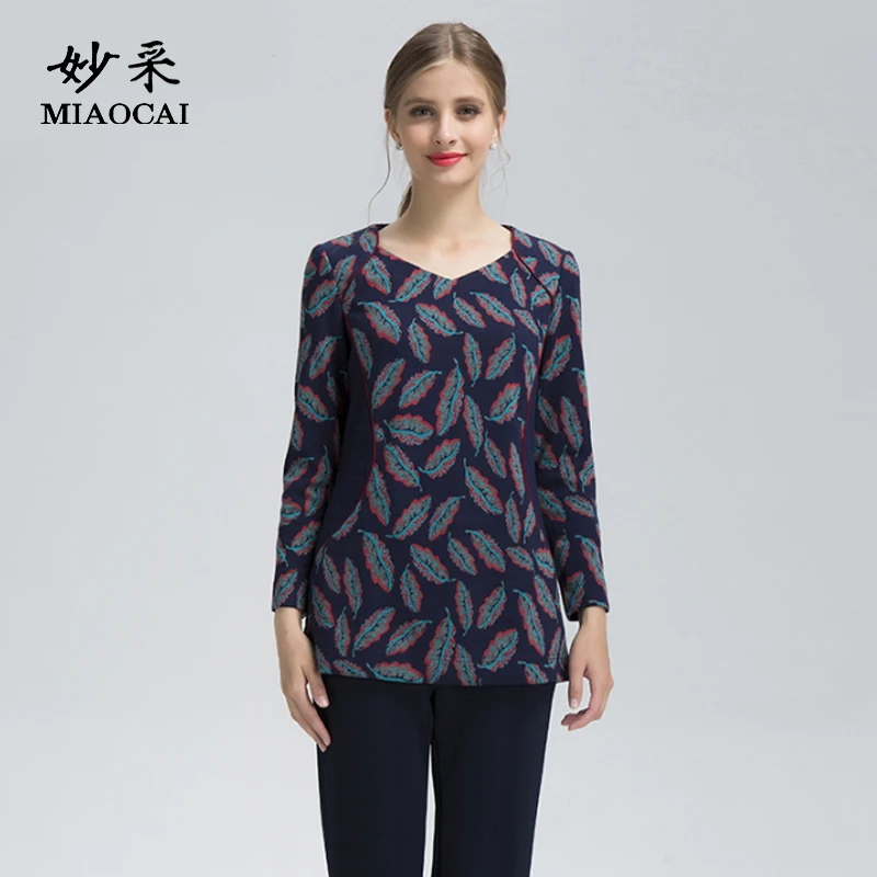 妙采MIAOCAI 时尚春秋拼接中老年成熟妈妈装气质修身休闲上衣