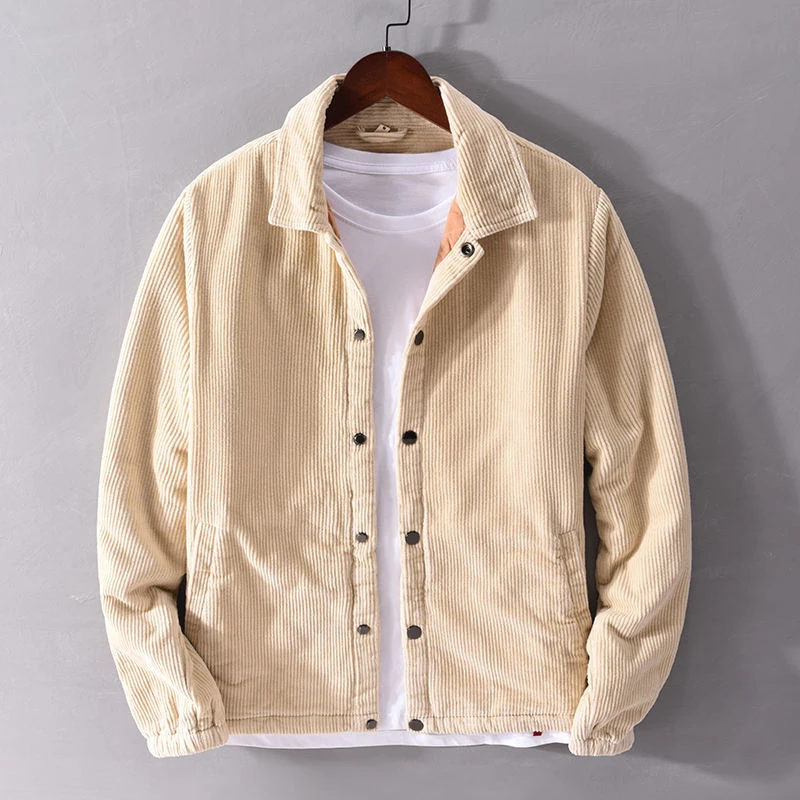 复古灯芯绒加厚休闲棉衣男士秋冬保暖青年条绒夹克宽松上衣外套潮