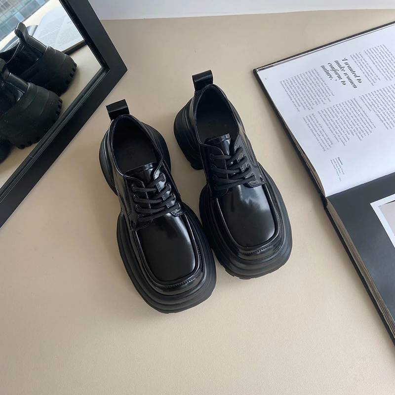 BAO/宝小姐百搭上新黑色皮鞋时尚英伦风单鞋22070-1