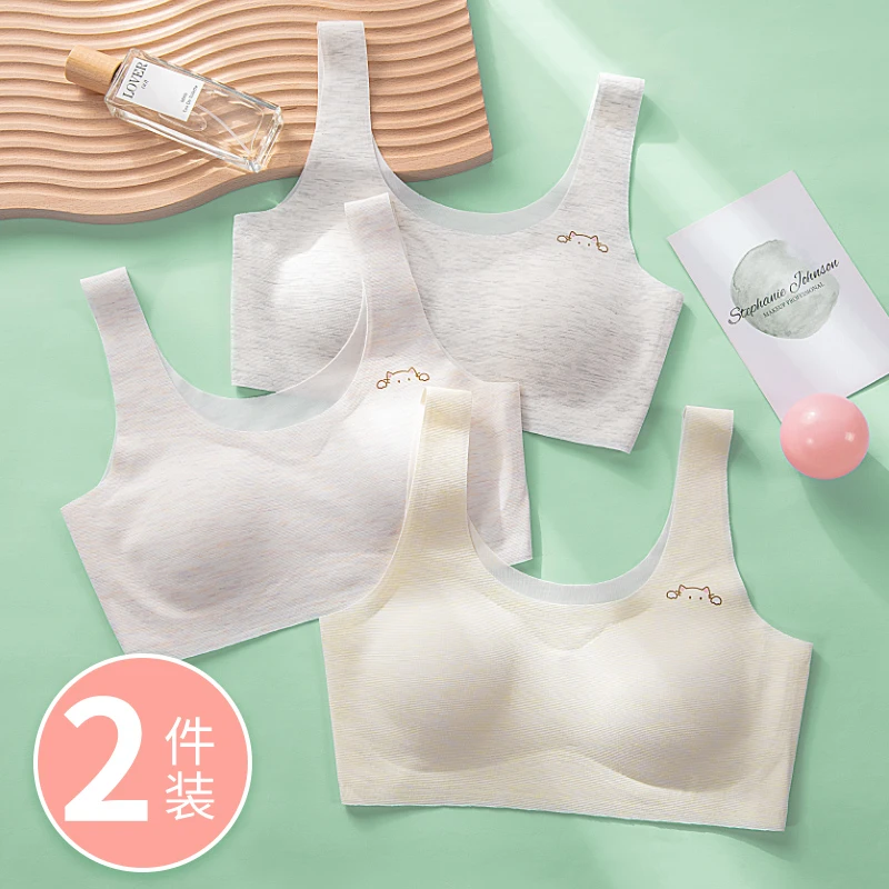 二阶段女孩无痕青春期夏季初中高中生小学生少女文胸透气薄款纯棉