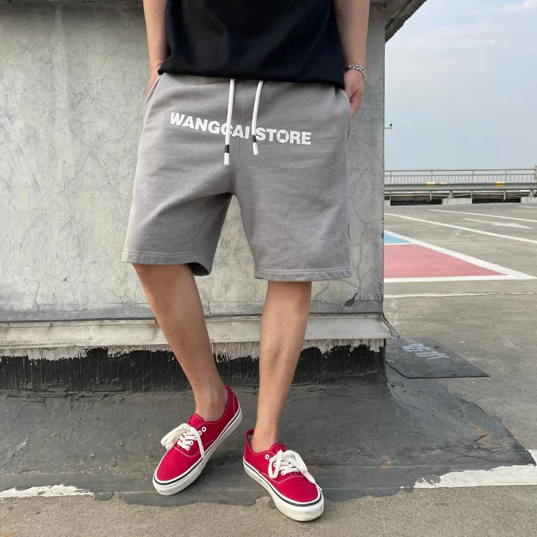 YZD【夏季新品】字母印花logo重磅抽绳宽松百搭潮流休闲五分裤