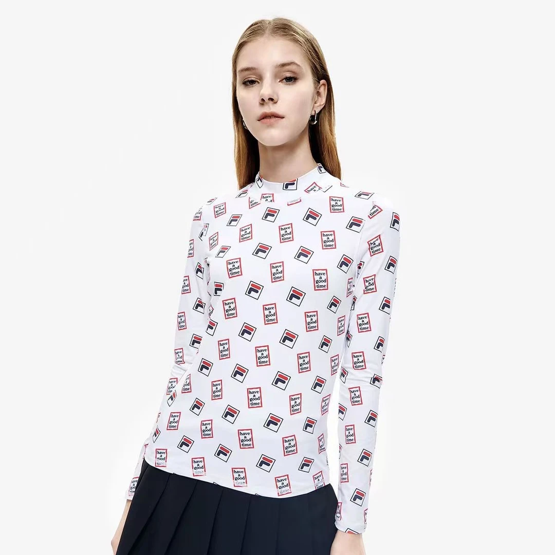 Fila/斐乐夏季新款女士时尚满印字母百搭打底衫长袖F11W229201