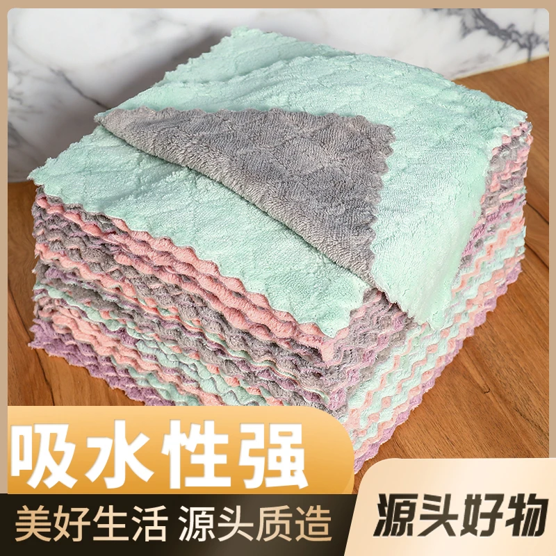 加大加厚不沾油不掉毛抹布厨房吸水擦桌擦碗洗碗布擦手巾百洁布