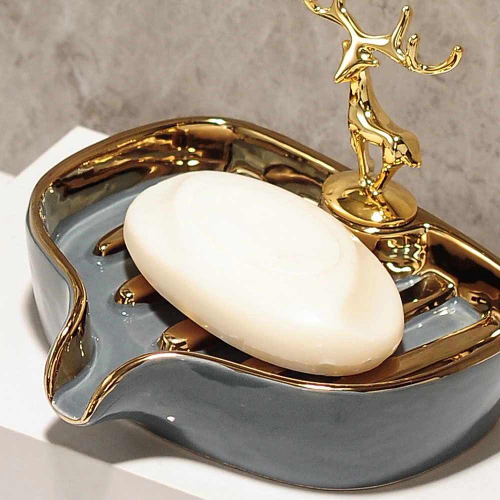 【欧式陶瓷香皂盒】简约浴室沥水肥皂盒酒店卫生间装饰皂碟高档浴室