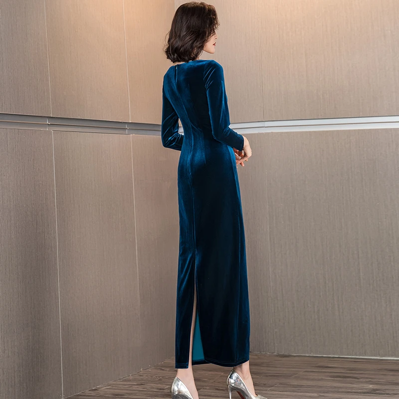 连衣裙2025年新款早秋装女法式金丝绒长袖收腰显瘦女装长款长裙