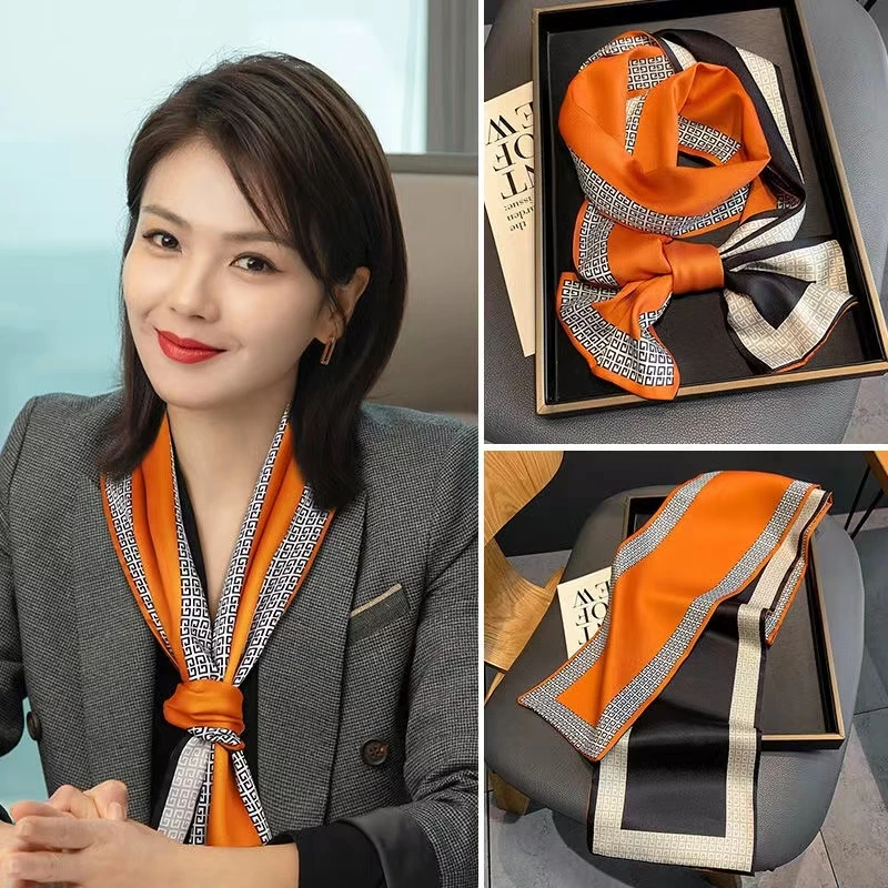 【回纹边框】女春秋洋气时尚百搭装饰 145x15cm长条巾
