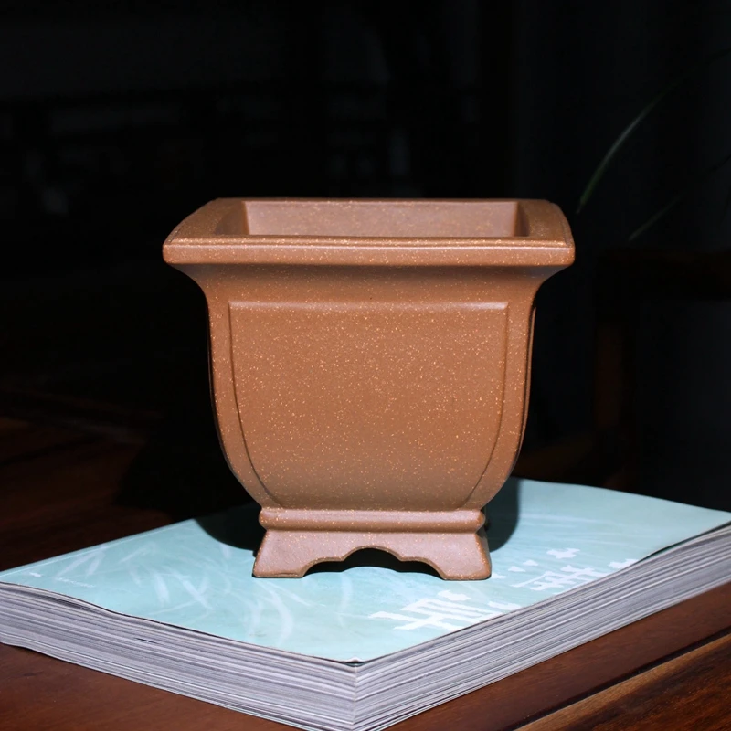 奎面四方形宫灯优质老段泥精品紫砂花盆宜兴手工小盆景盆栽兰花盆
