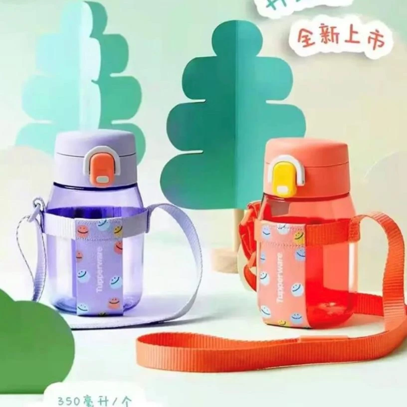 特百惠 易开盖嘟嘟企鹅杯350ml密封便携带拎绳儿童学生水杯