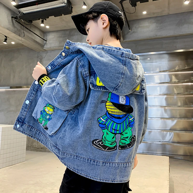 男童牛仔外套2024春秋新款中大童韩版冬季男孩洋气加厚夹克保暖潮