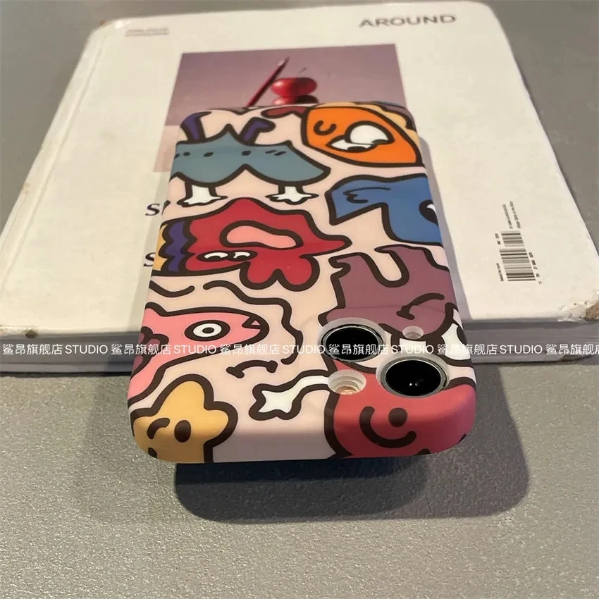 搞怪卡通小怪兽iPhone13promax苹果12手机壳XR全包14防摔11波浪纹