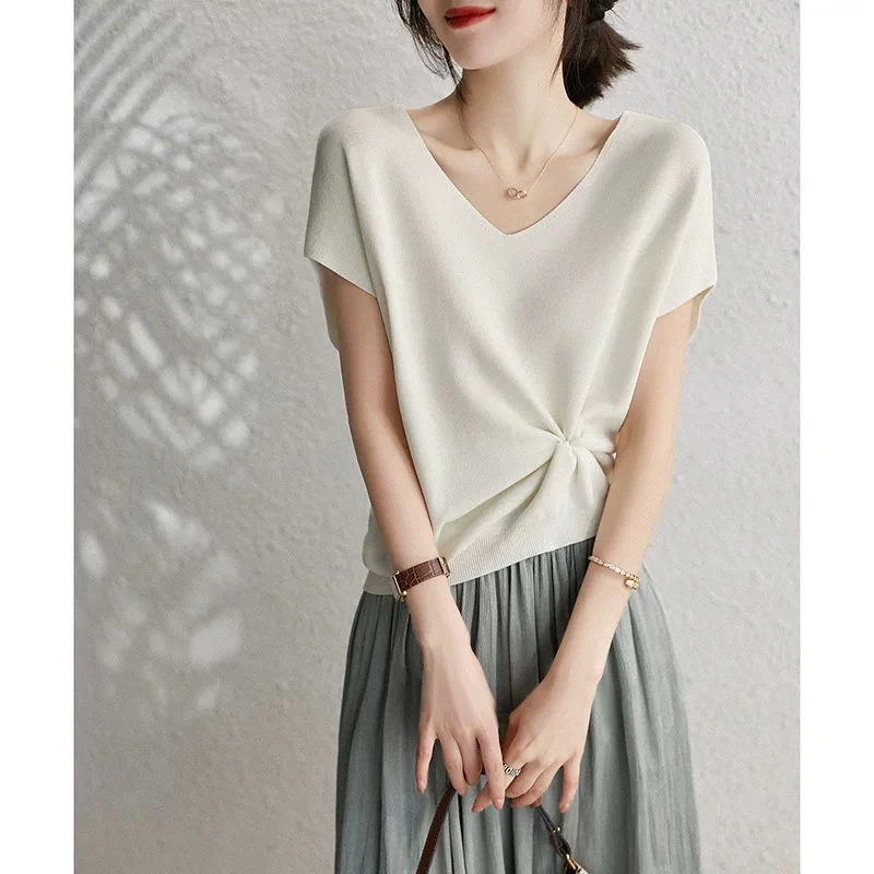 【美久仟】康赛妮品牌纱线！桑蚕丝羊绒短袖一 分袖夏款女款