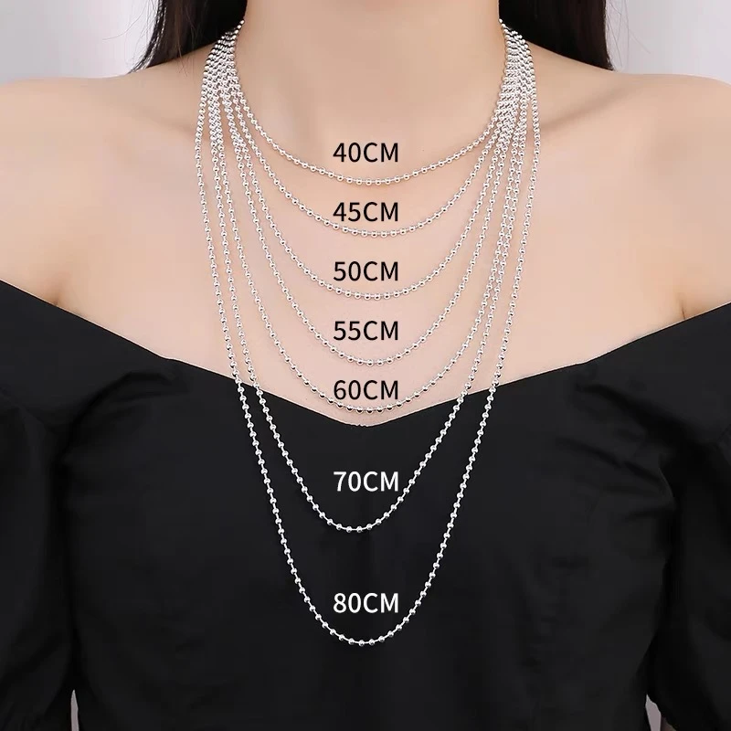 链子足银 足银亮面 珠珠项链