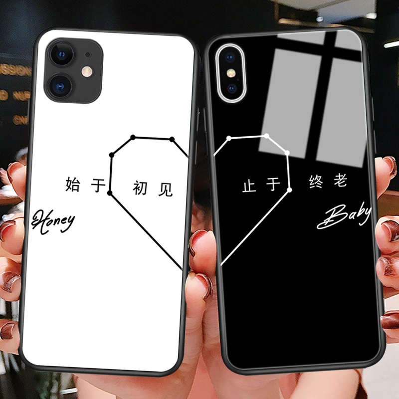 苹果/华为/OPPO/vivo/小米 情侣爱心玻璃网红个性创意防摔手机壳