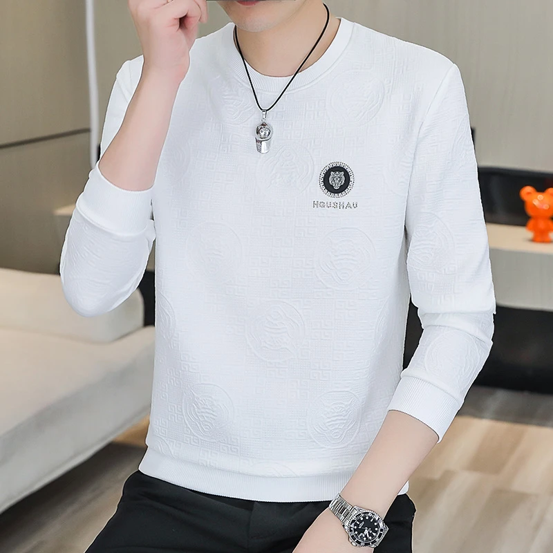 秋季圆领卫衣男士打底衫潮牌休闲长袖T恤男2024青年秋冬装上衣服