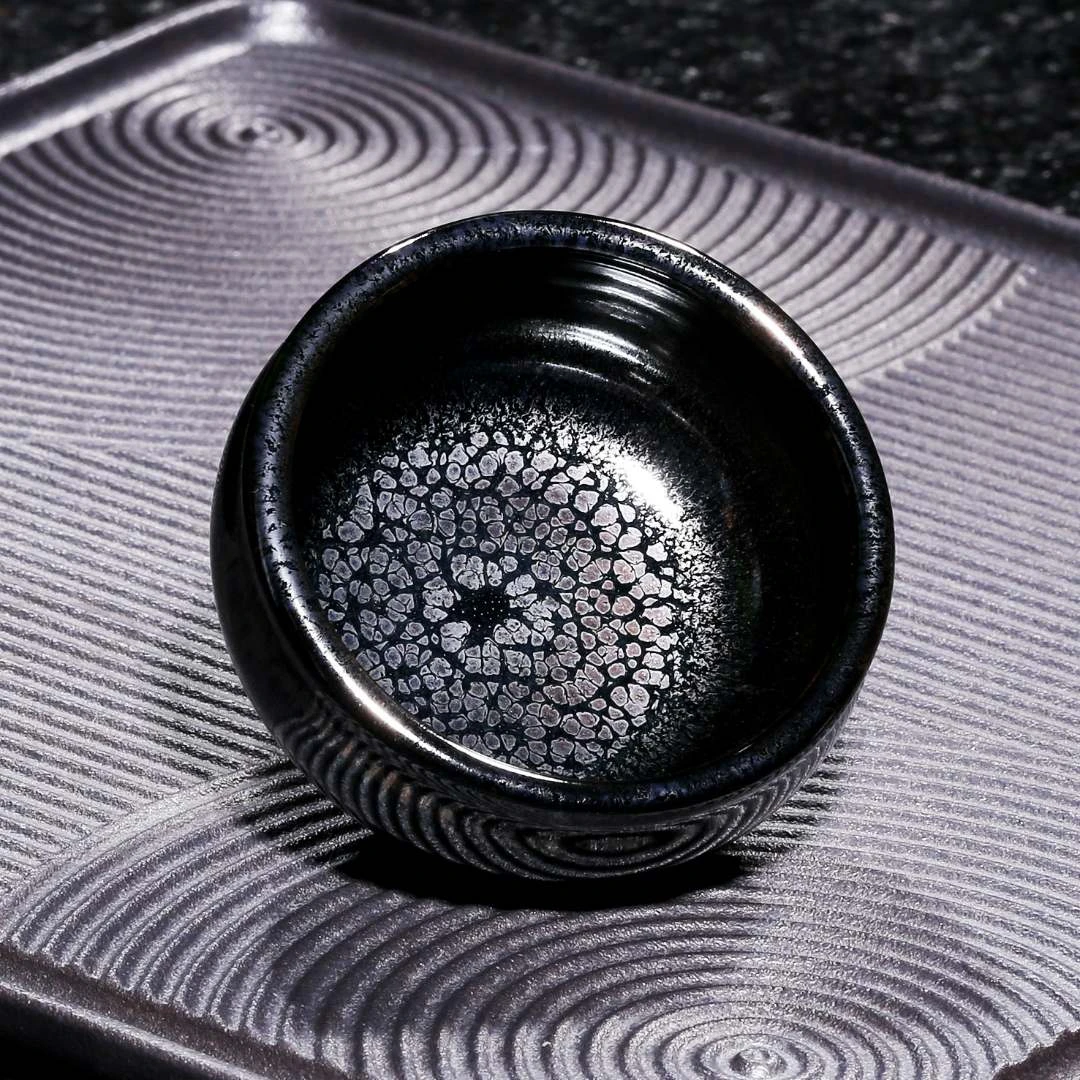 河南非遗天目瓷原矿釉李封窑全手工厚壁油滴主人杯开窑