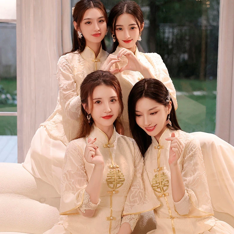 【喜得】中式伴娘服新款中国风仙气质显瘦晚礼礼服女装高端2024新款