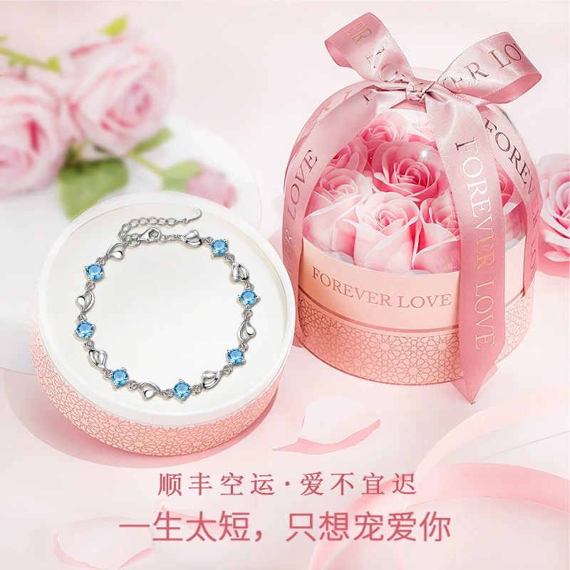 坠链均925银 生日礼物爱心银项链女锁骨链爆款送女友浪漫海洋之心