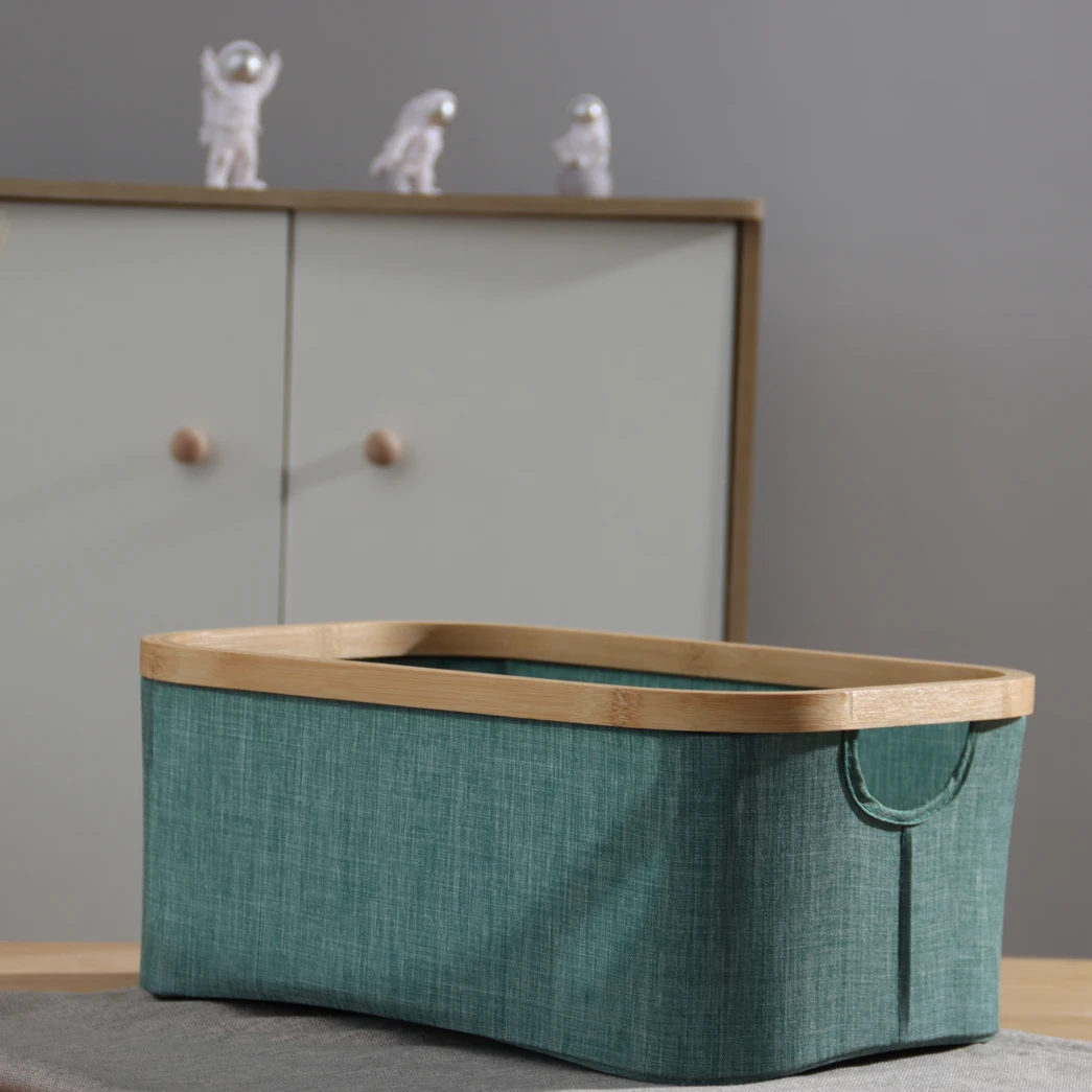 收纳筐杂物收纳楠竹+布艺