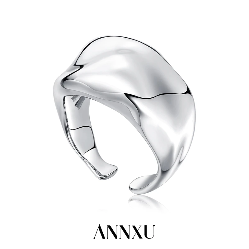 ANNXU 铜合金戒指 水纹系列水纹肌理戒指小众原创设计简约大气