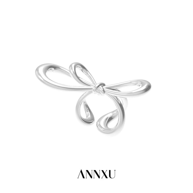 ANNXU 铜合金戒指 蝴蝶结戒指设计原创轻奢时尚开口指环个性小众