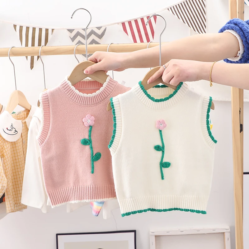 女童宝宝毛衣马甲婴儿童春秋薄毛线衣针织小背心马夹保暖坎肩外穿