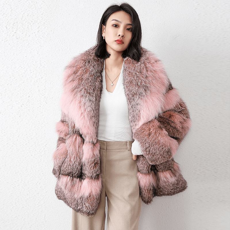 甜美粉色系中长款外套