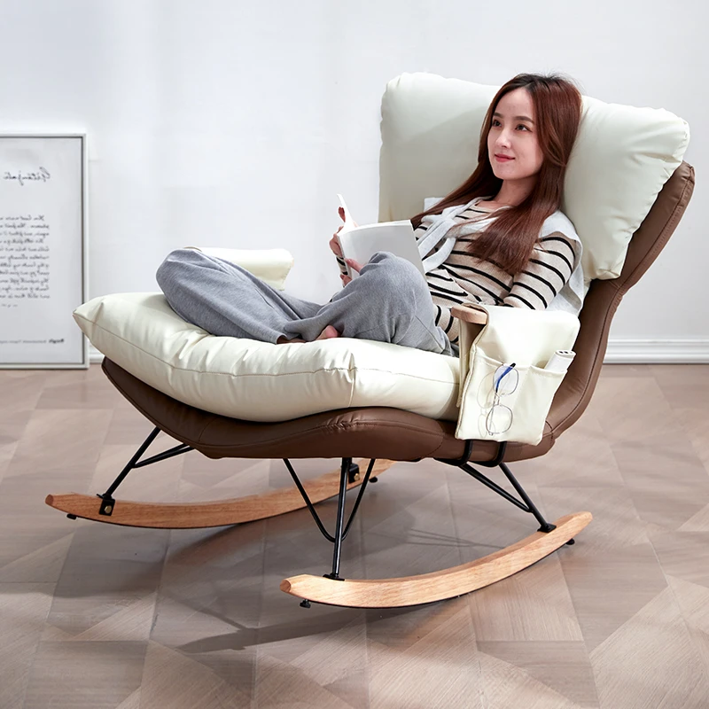 网红轻奢摇椅阳台家用休闲单人懒人躺椅大人客厅沙发龙虾椅摇摇椅