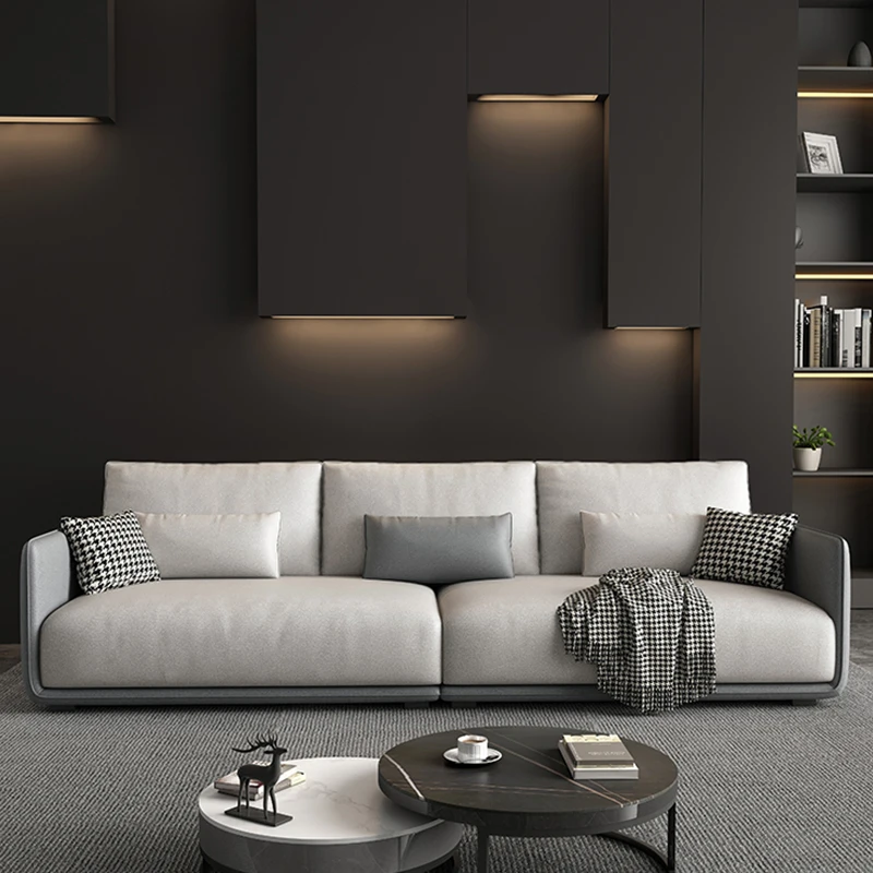 现代简约意式轻奢网红风北欧科技布艺沙发客厅小户型直排三四人位