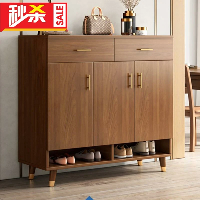 中式鞋柜家用门口简约现代门厅玄关柜收纳柜60/90cm室外过道鞋架