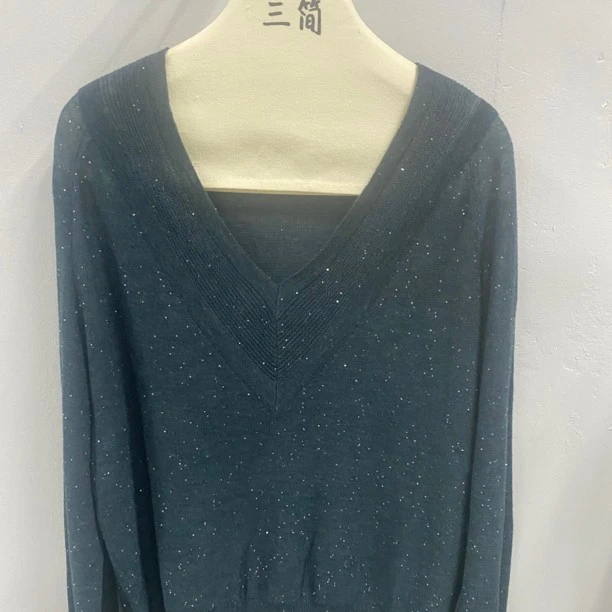 【三简轻奢】珠片纱超柔软舒适V领针织衫