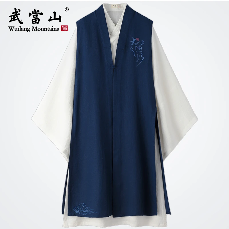 武當山刺绣中国风斜襟夏季大褂长袍新款道服高端中式武当山太极服