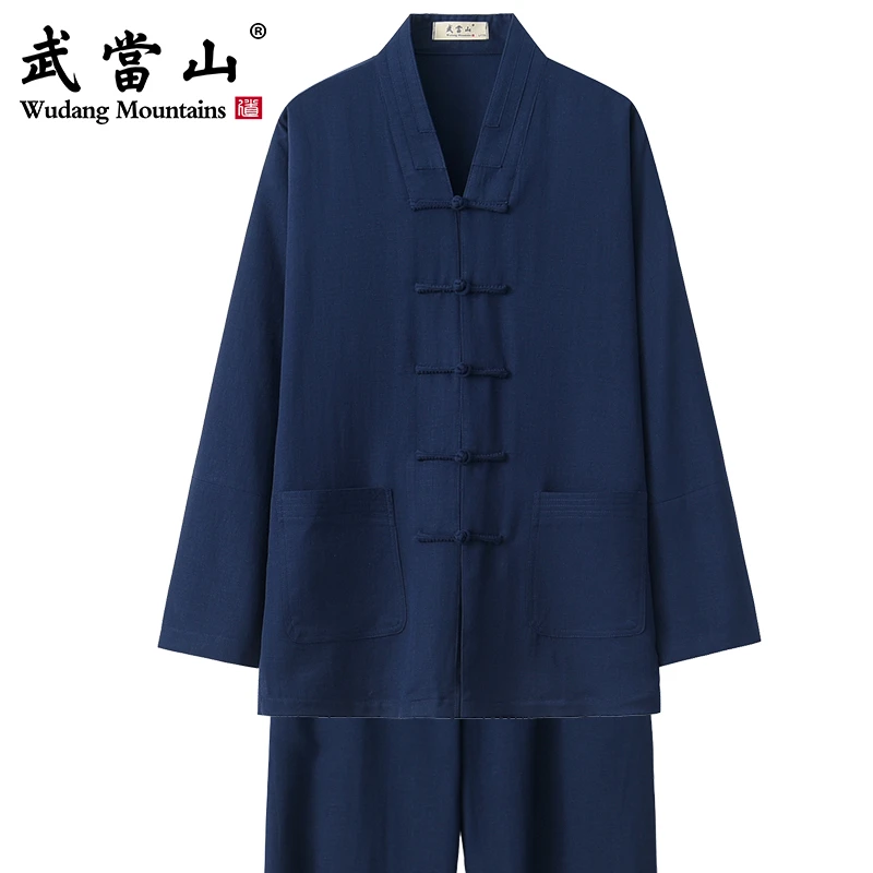武當山服饰春夏秋传统规制三清领男女新款三宝领飘逸练功服居士服