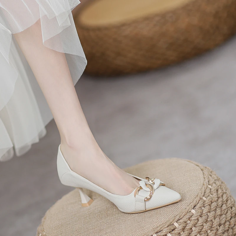 法式2025春季新款女士高跟鞋女细跟尖头单鞋百搭时尚洋气高档女鞋