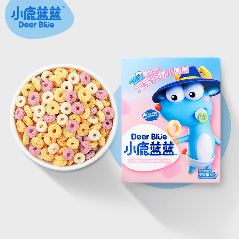 【小鹿蓝蓝_谷物圈64gX1盒】谷物小圈圈即食儿童零食品牌盒装M1