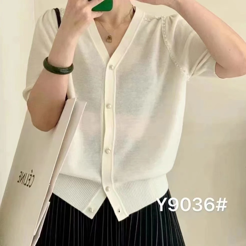 30 雨田女装  五分袖韩版纯色简约冰丝针织衫