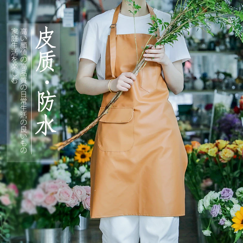 防水防油围裙PU水产加大厨房围裙宠物美容美发咖啡师画画围裙加厚