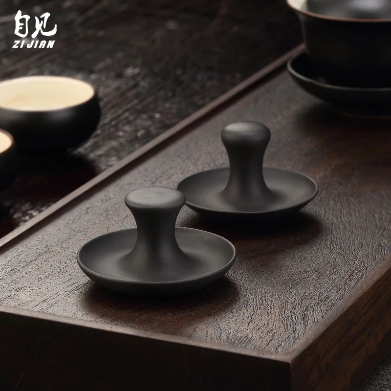 建水紫陶盖置茶置壶盖托垫盖碗茶壶功夫茶具配件陶瓷紫砂壶盖盖托