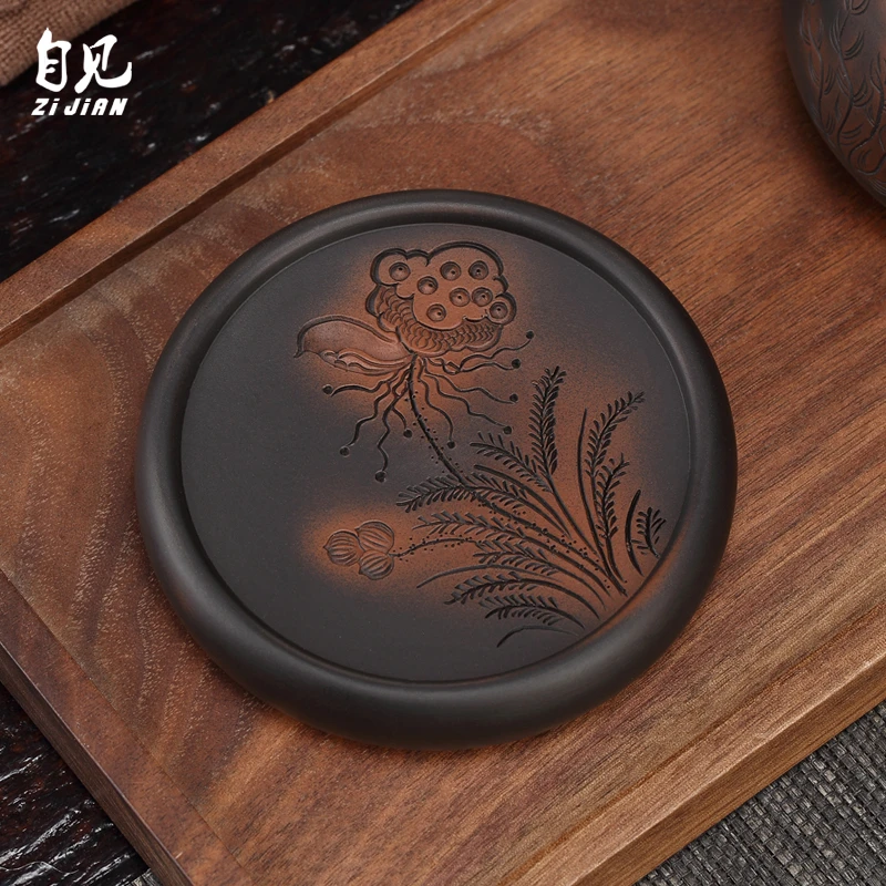 紫陶盖置壶盖托紫砂壶盖垫盖碗茶置功夫茶具配件大号陶瓷杯托杯垫