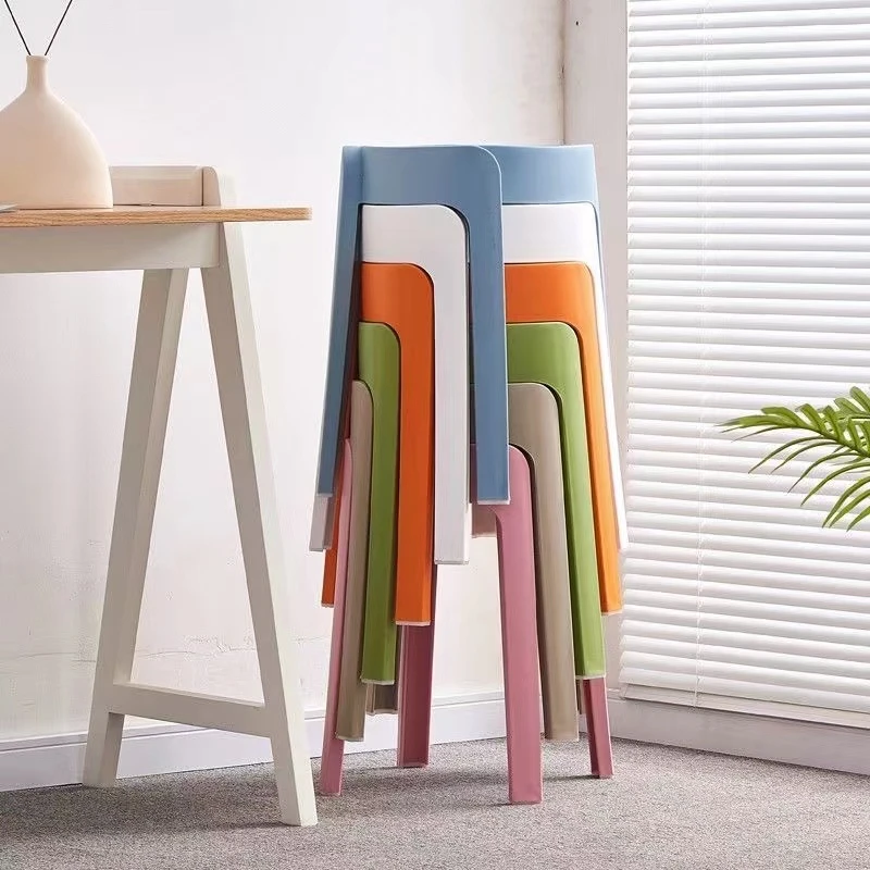 塑料凳子加厚家用可叠放餐桌板凳圆凳时尚创意高凳子北欧简约椅子