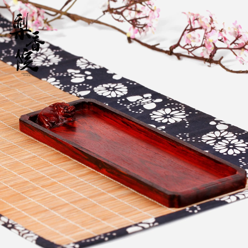 印度小叶紫檀文玩文盘貔貅瑞兽收纳盘子茶杯托托盘紫檀木整料掏制