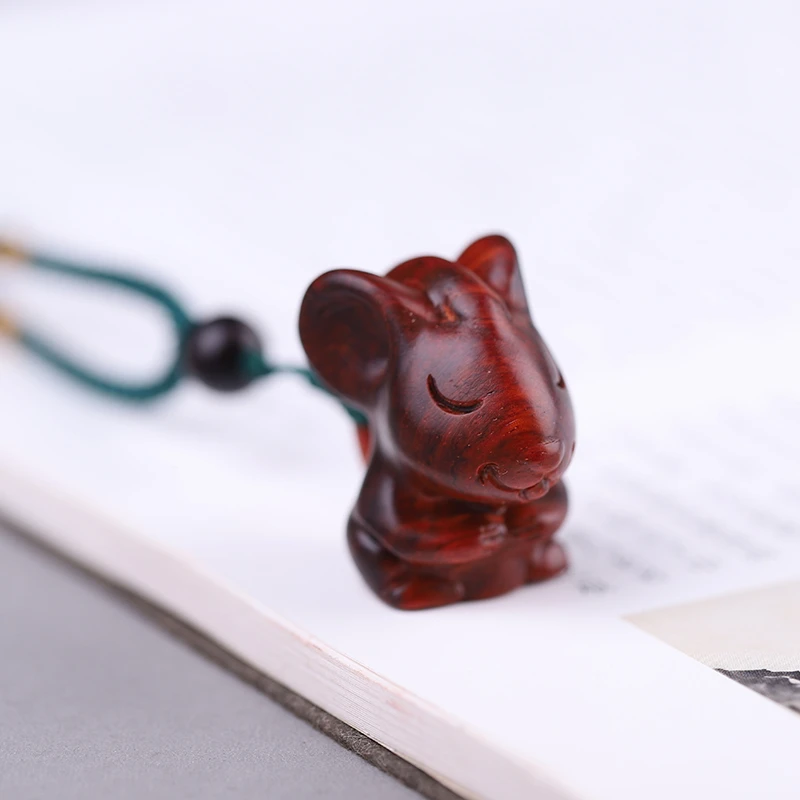 梨香院 老鼠吊坠挂件 印度小叶紫檀木可爱小挂饰随身木质红木实木