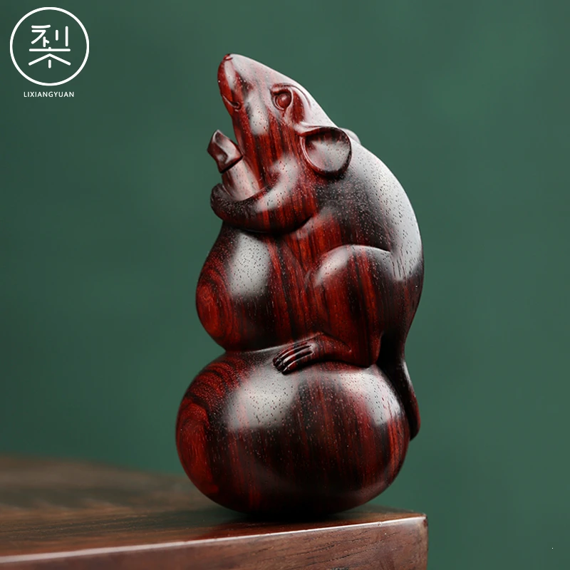 梨香院 老鼠葫芦手把件 印度小叶紫檀木文玩把玩物件盘玩手玩把件