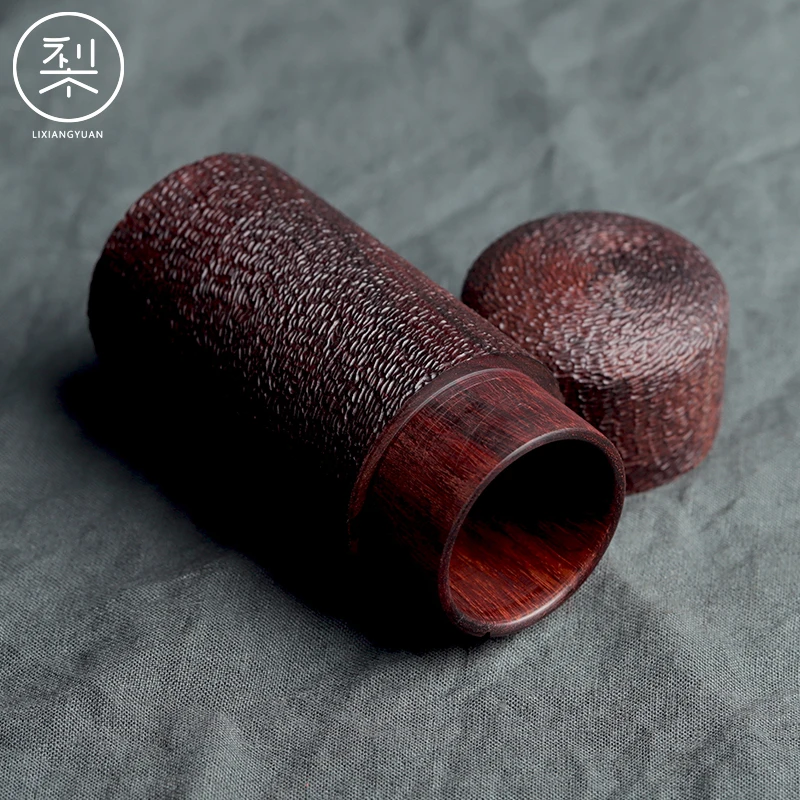 梨香院印度小叶紫檀木罐子中式复古线香桶文玩收纳罐密封罐红木子