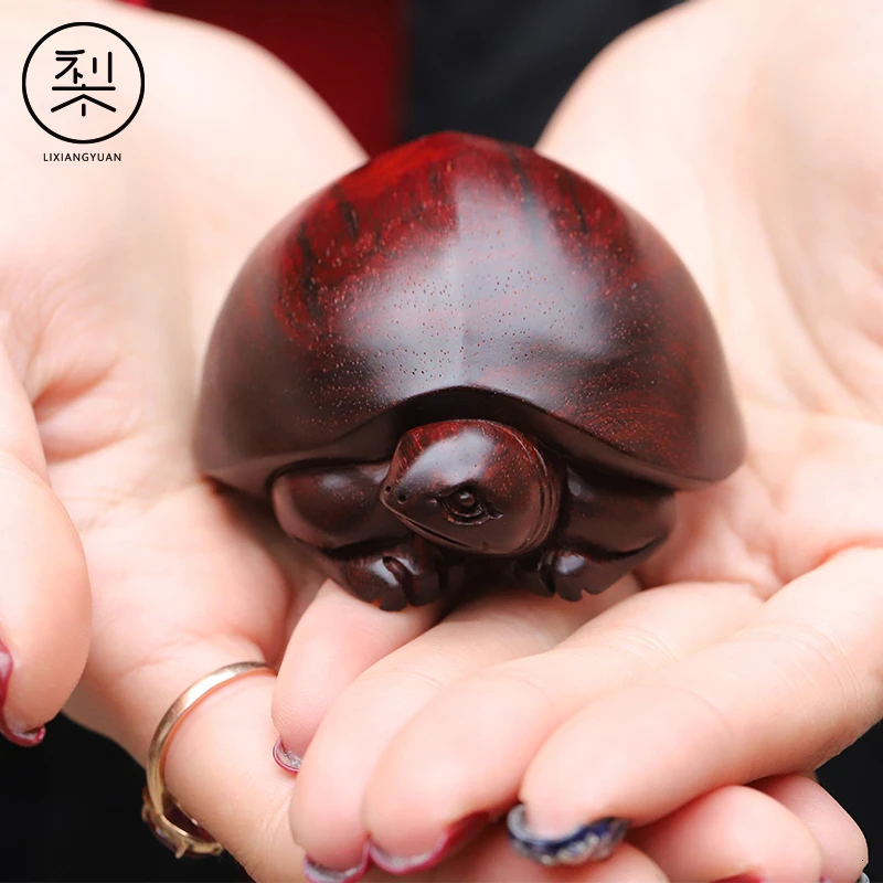 梨香院 乌龟手把件 印度小叶紫檀木手工雕刻文玩把玩物件手玩把件