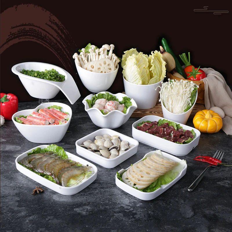 密胺火锅店装菜配菜碟青菜蔬菜盘餐具盘子菜盘食材餐盘商用